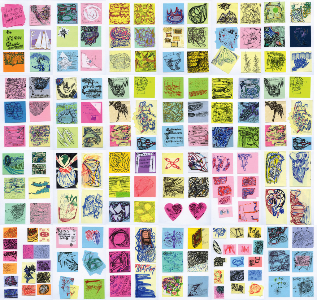 Mixed media on post-its, dimensions variable 2001-2014